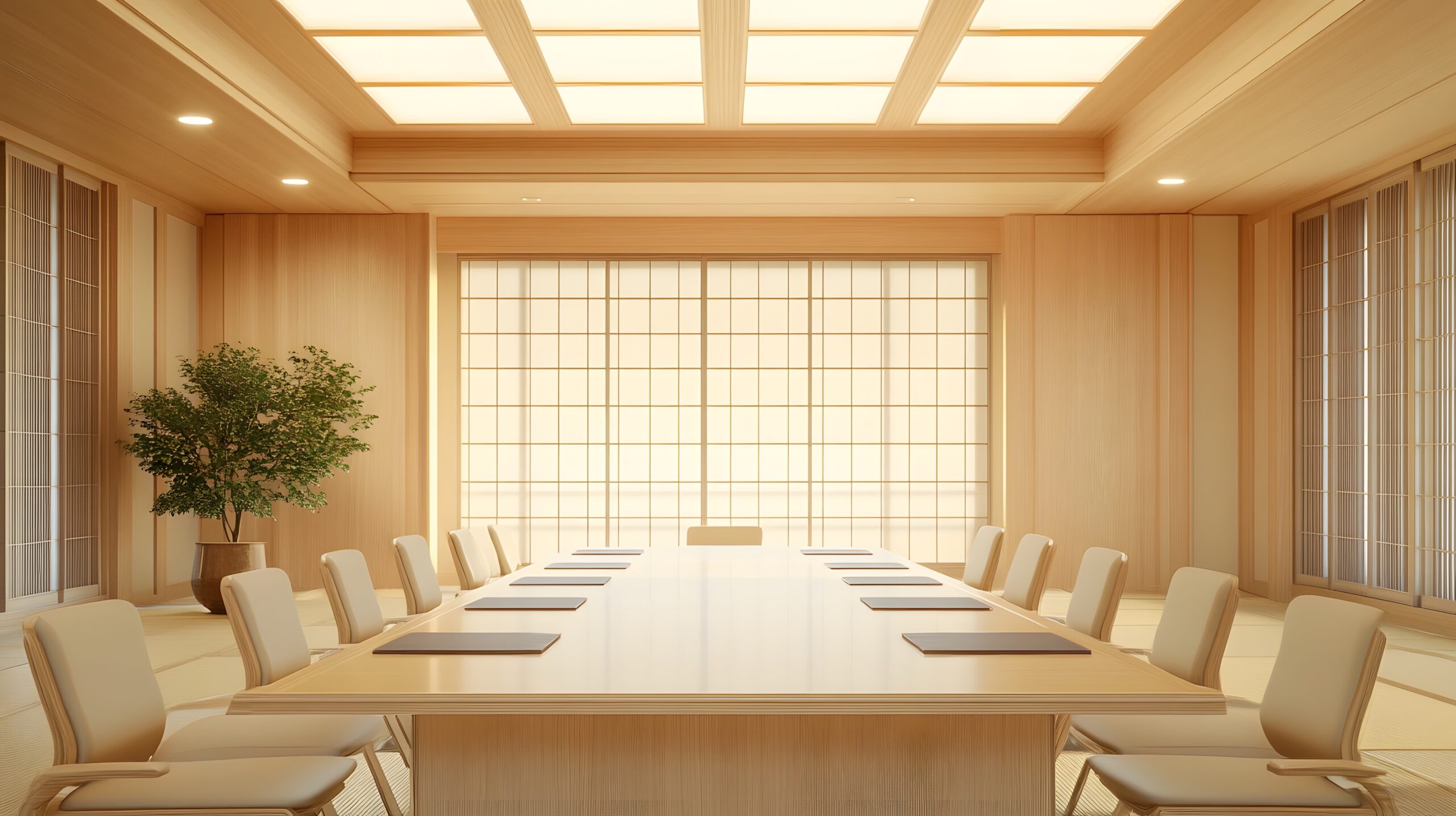 Japanese-style minimalist conference room